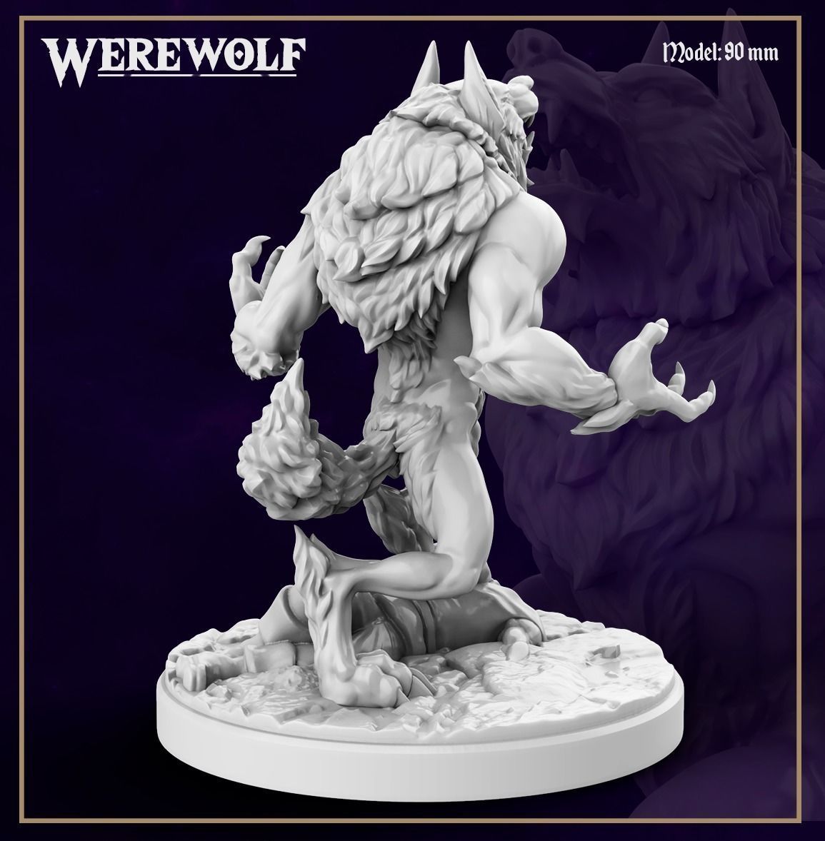 Werewolf  miniature and bust 3D print model_4