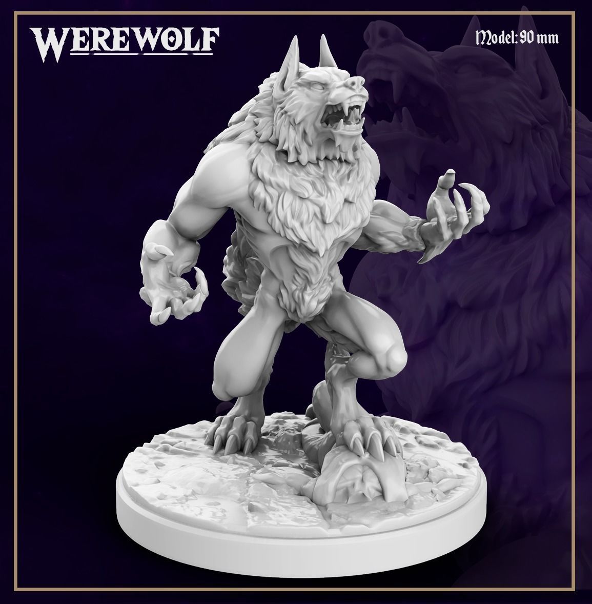 Werewolf  miniature and bust 3D print model_5
