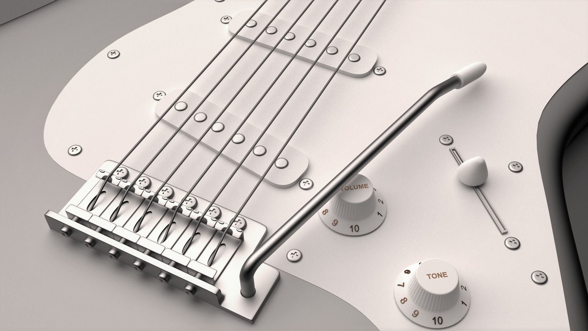 ELECTRIC GUITAR 3D MODEL - STRATOCASTER 3D model_1