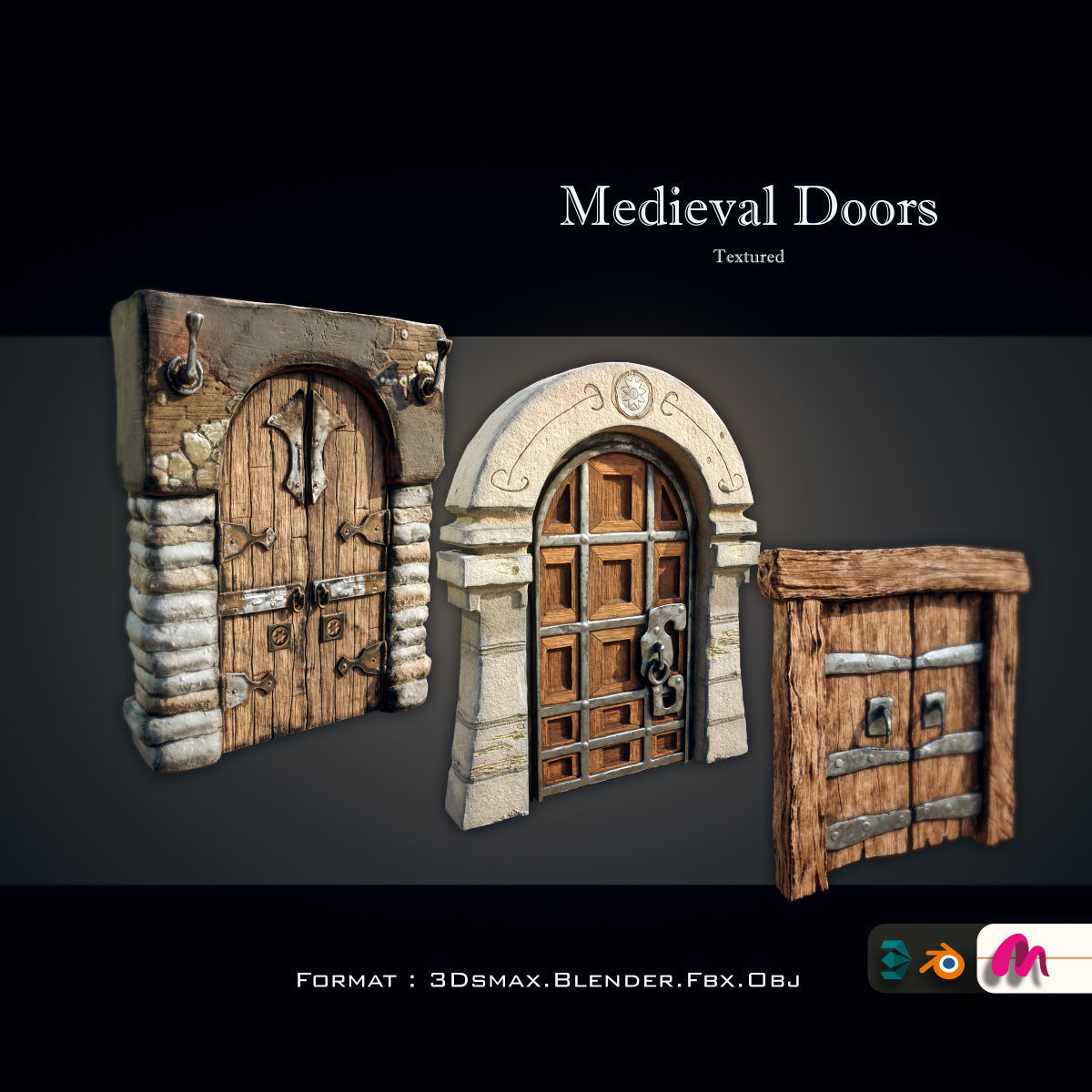 Medieval Gateway Collection Low-poly 3D model_12