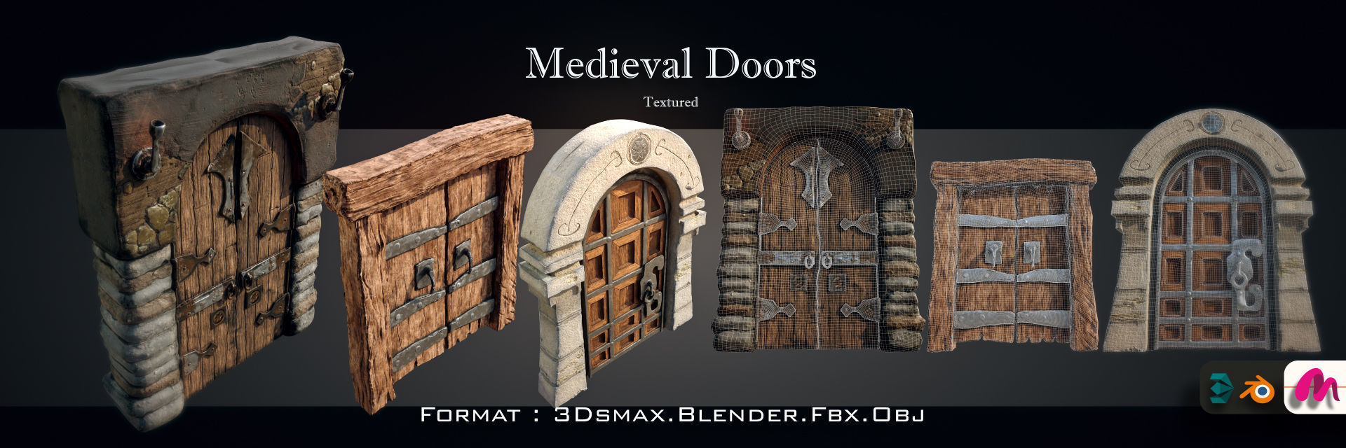 Medieval Gateway Collection Low-poly 3D model_13