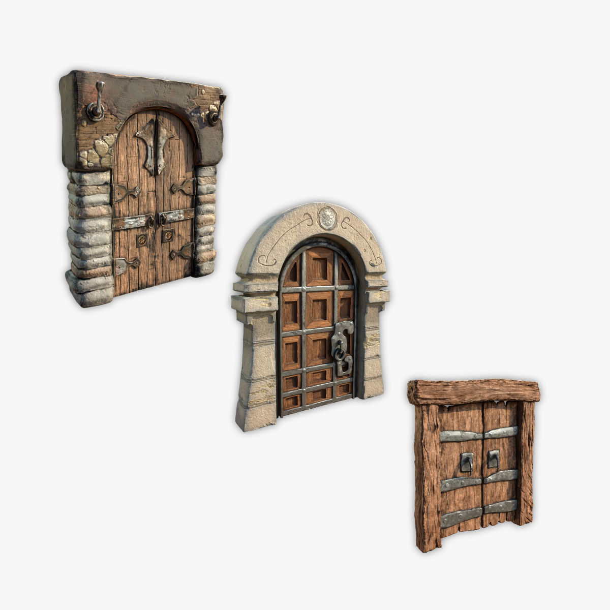 Medieval Gateway Collection Low-poly 3D model_16