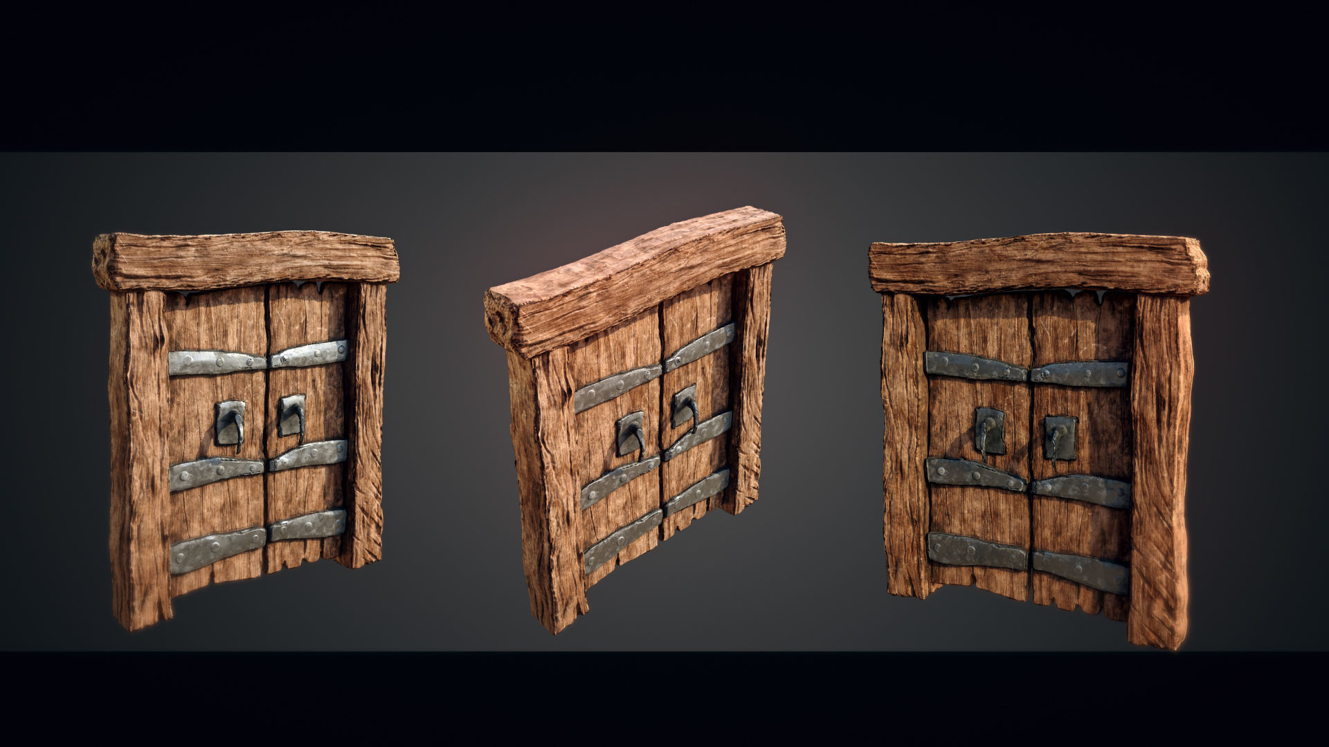 Medieval Gateway Collection Low-poly 3D model_5
