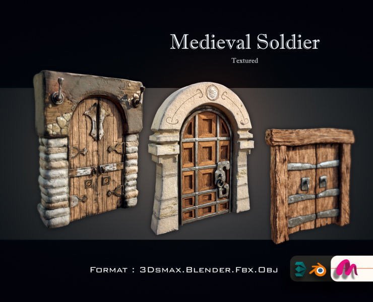 Medieval Gateway Collection Low-poly 3D model_15