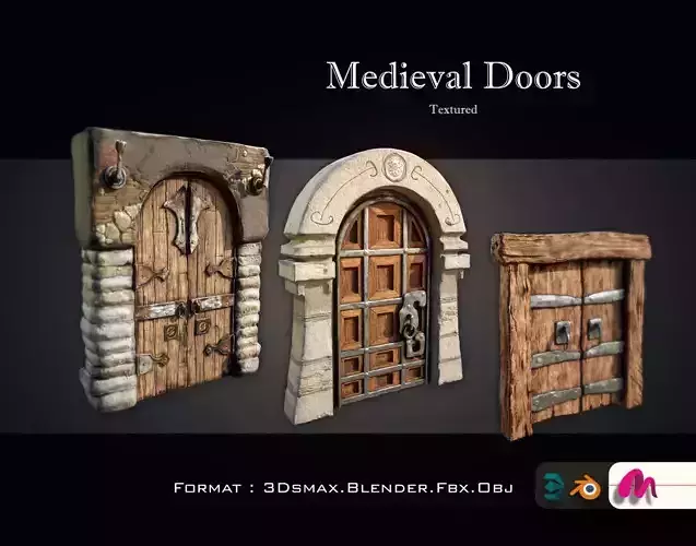 Medieval Gateway Collection Low-poly 3D model
