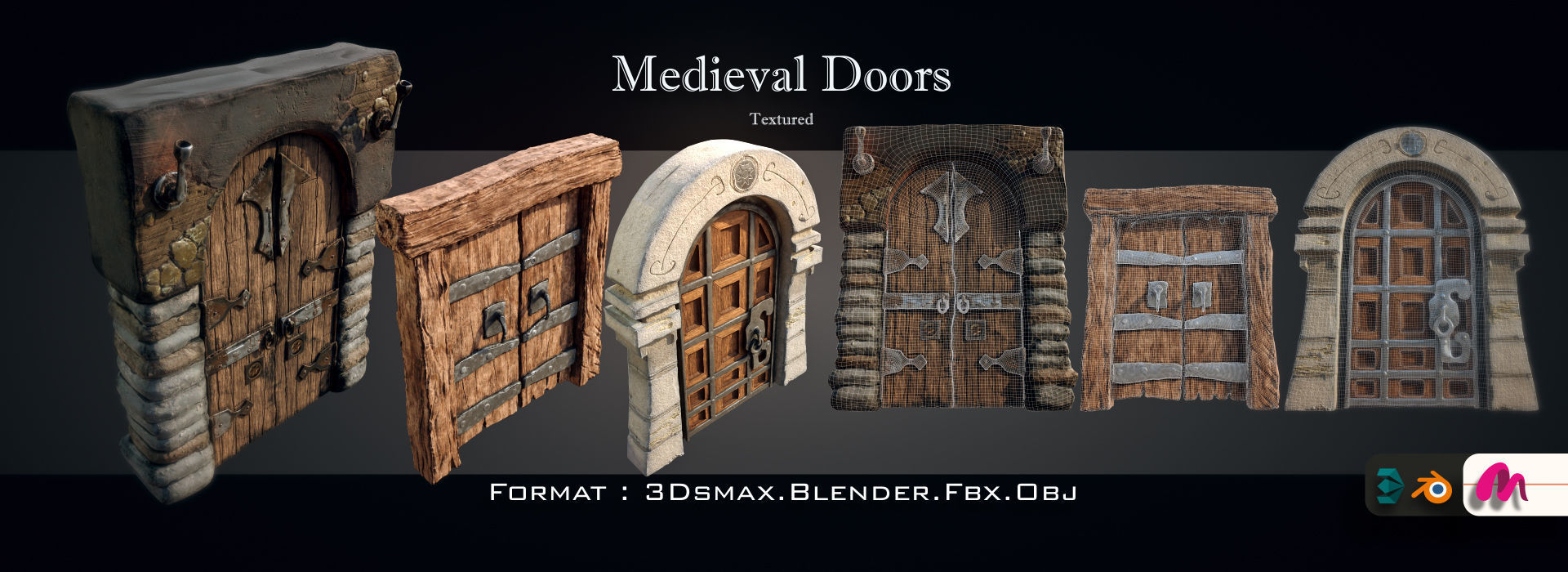 Medieval Gateway Collection Low-poly 3D model_14
