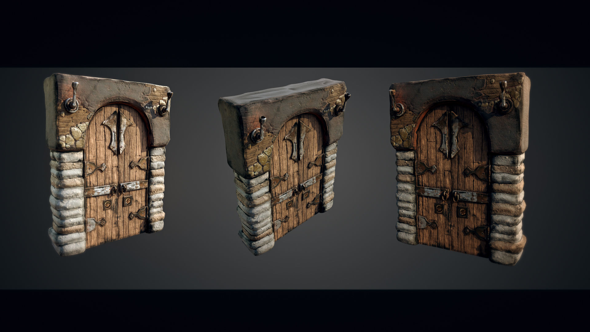 Medieval Gateway Collection Low-poly 3D model_4