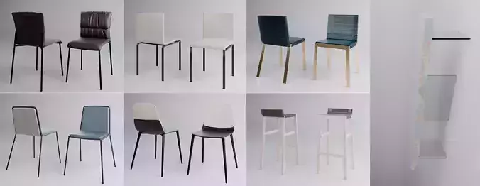 7 Realistic design chair pack 3D model
