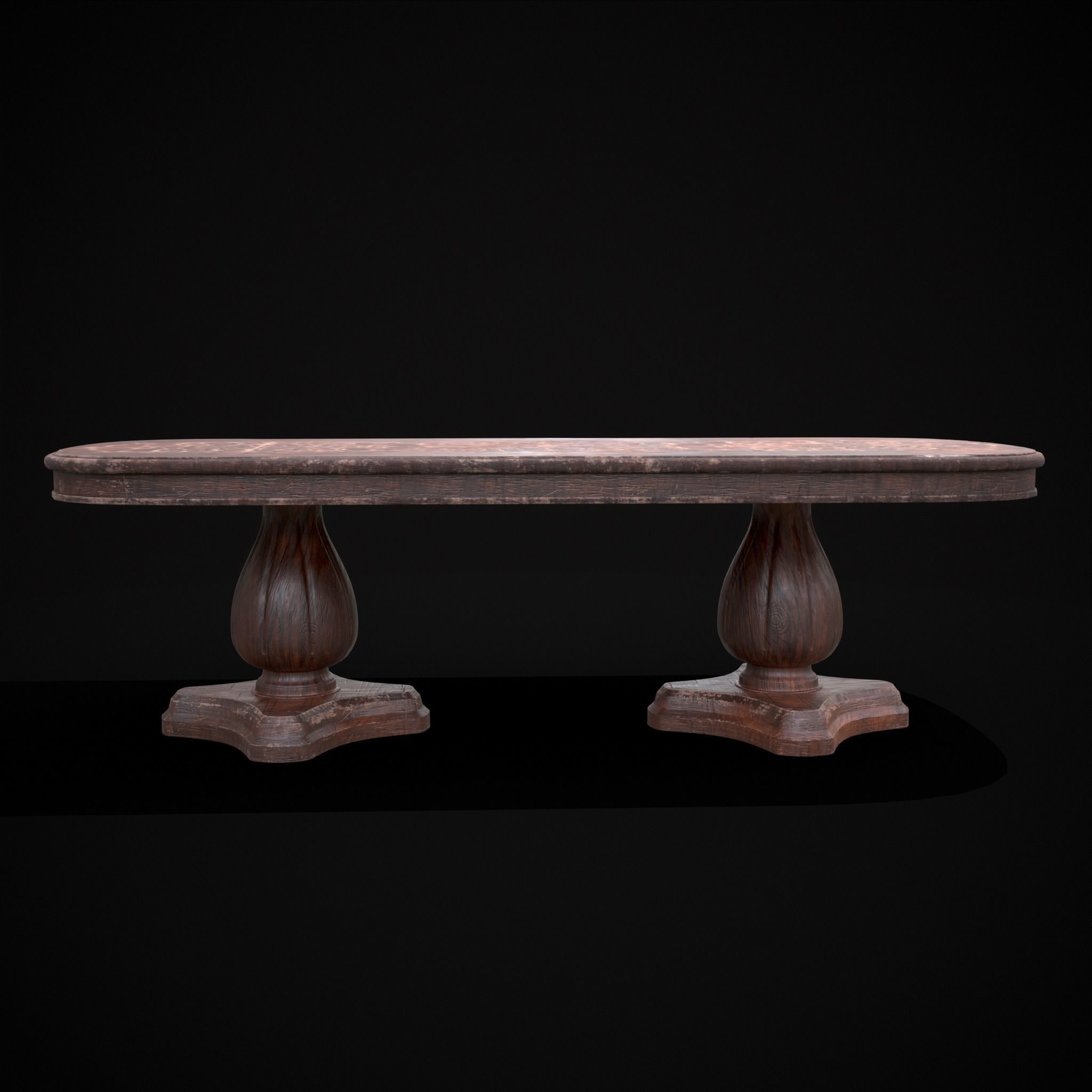 Renaissance Long Table Low-poly 3D model_3