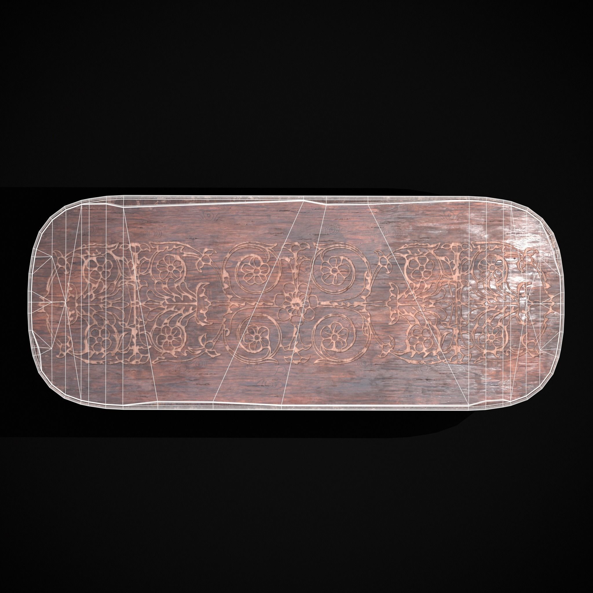 Renaissance Long Table Low-poly 3D model_8