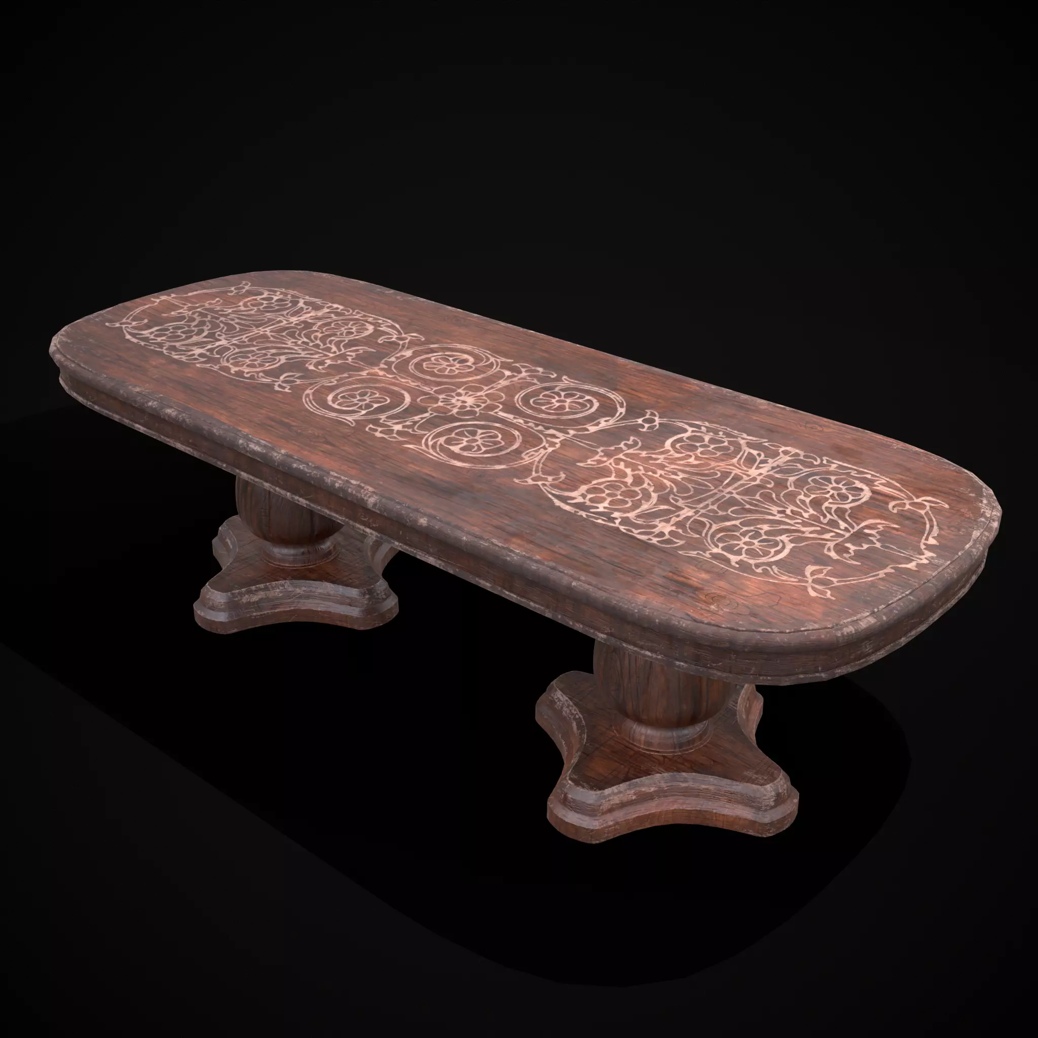 Renaissance Long Table Low-poly 3D model_0