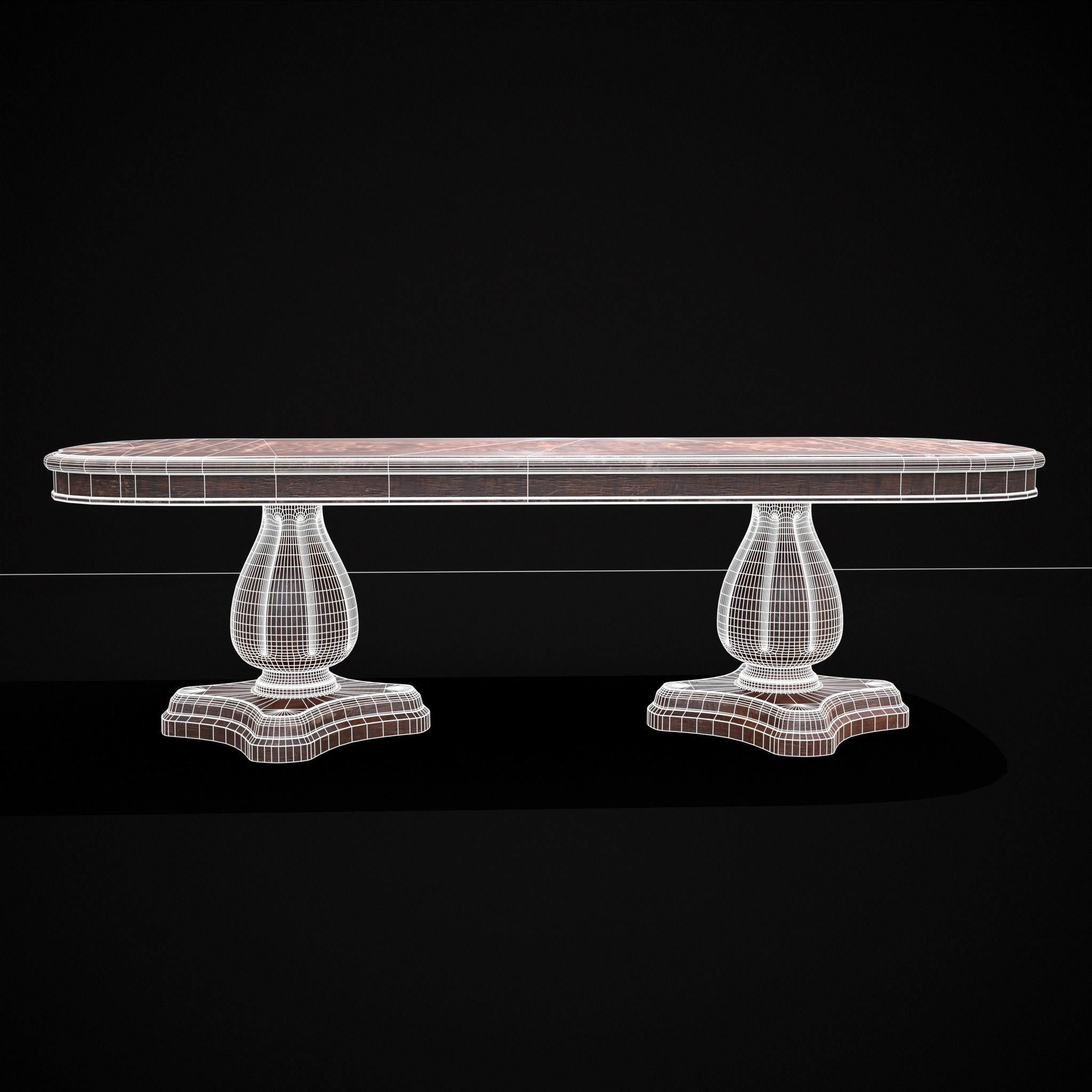 Renaissance Long Table Low-poly 3D model_4