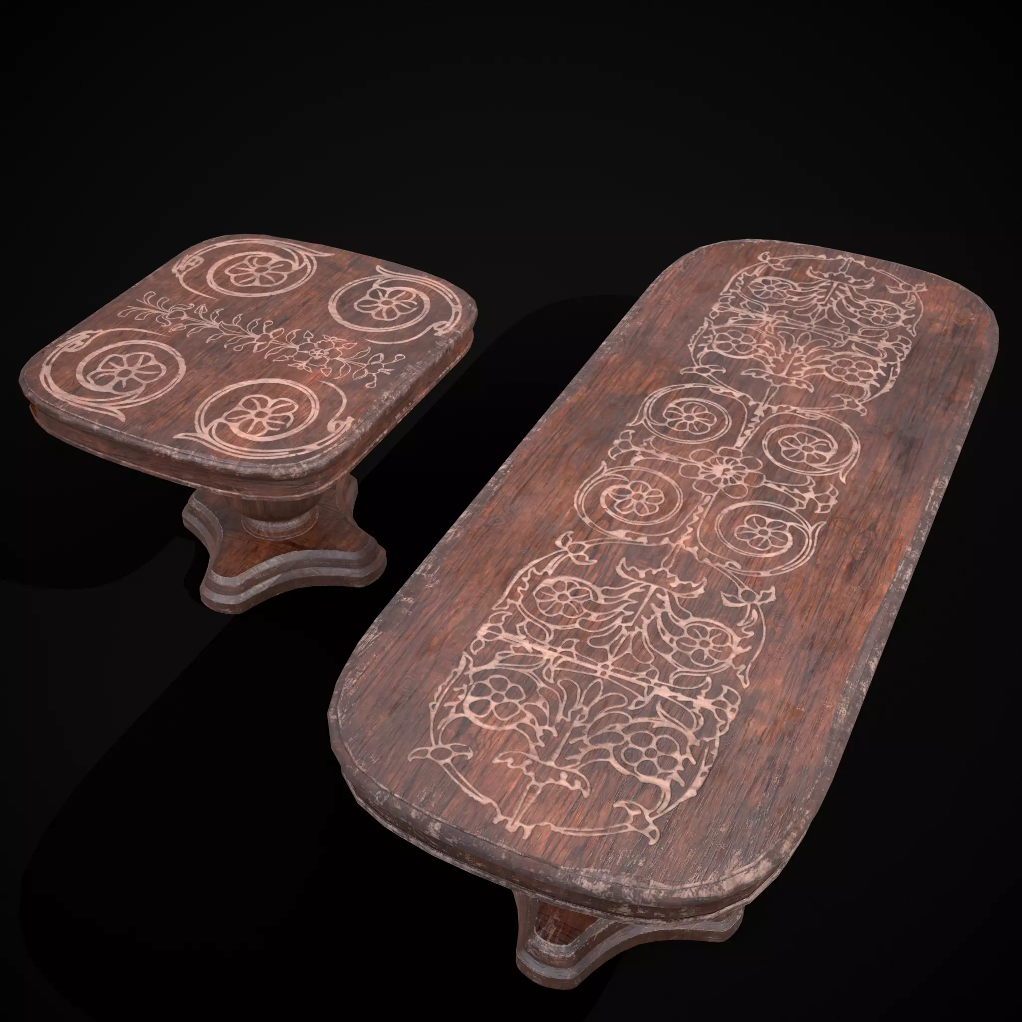Renaissance Round and Long Tables 3D Model Collection_0