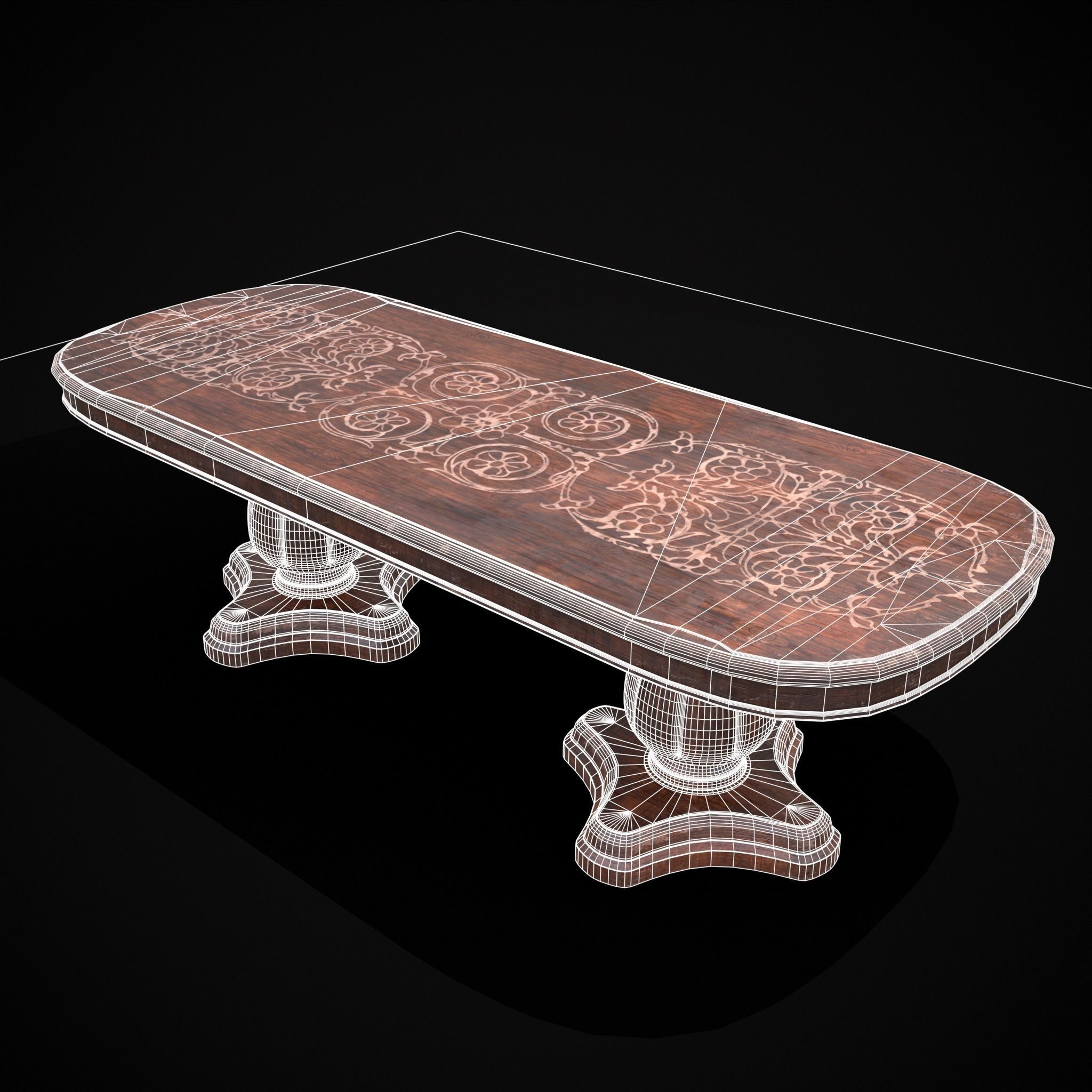 Renaissance Round and Long Tables 3D Model Collection_3