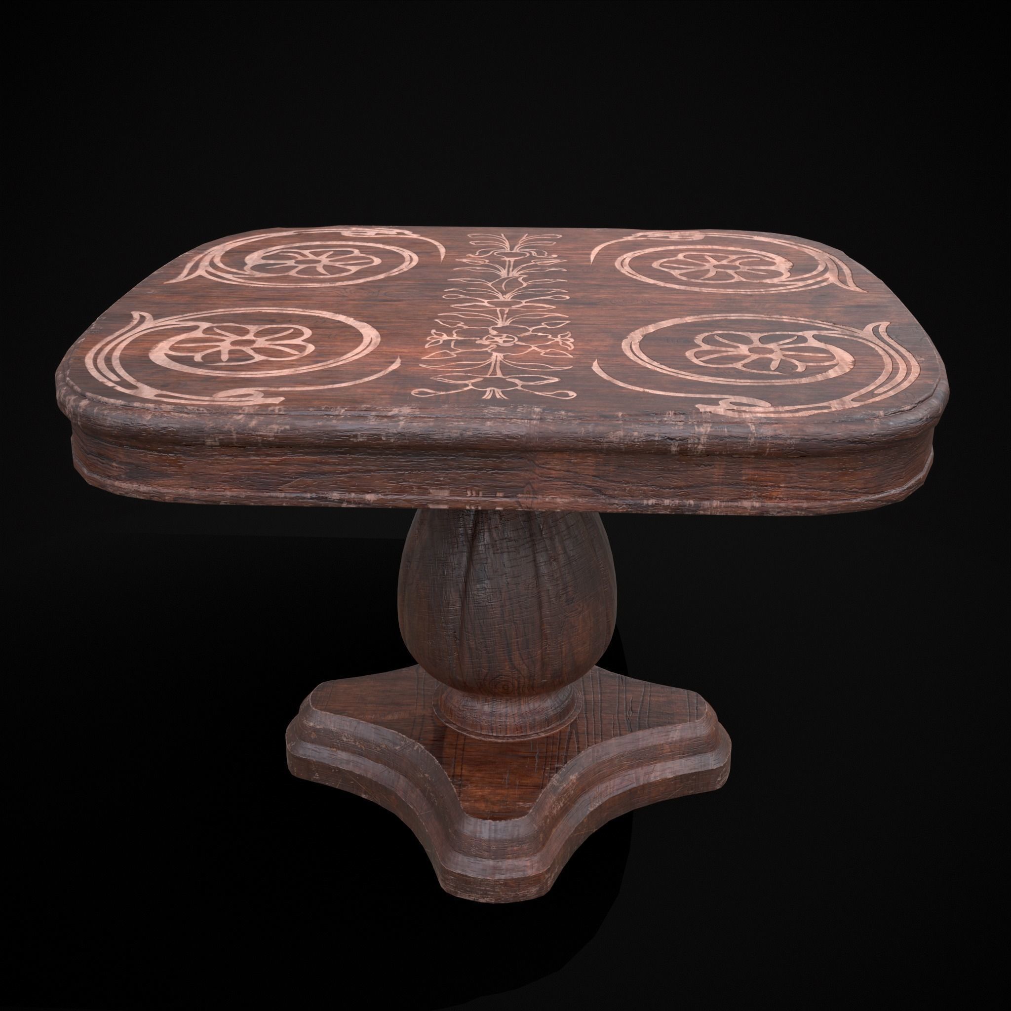 Renaissance Round and Long Tables 3D Model Collection_4