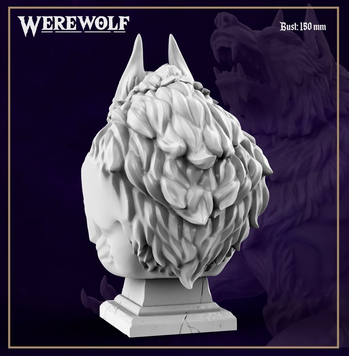 Werewolf Bust 3D print model_4