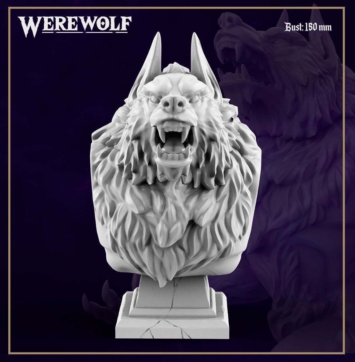 Werewolf Bust 3D print model_2