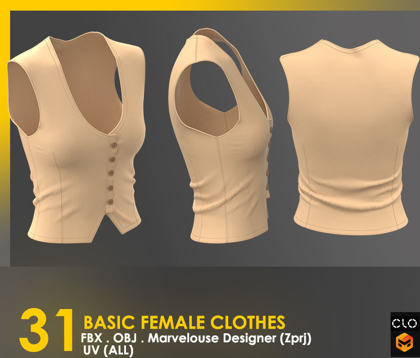 31 Basic Female Clothes 3D model_30