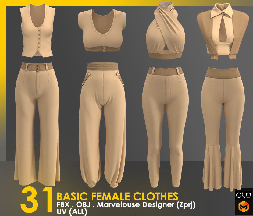 31 Basic Female Clothes 3D model_28