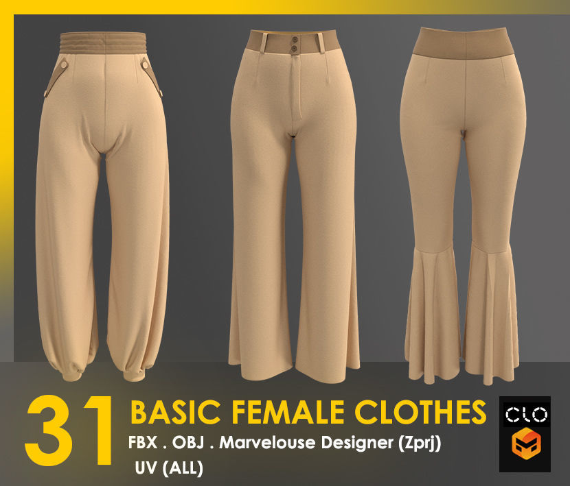 31 Basic Female Clothes 3D model_9