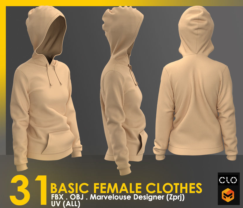 31 Basic Female Clothes 3D model_44