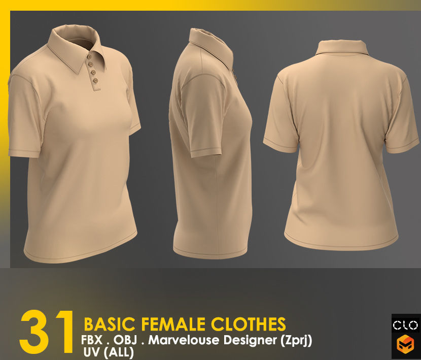 31 Basic Female Clothes 3D model_43