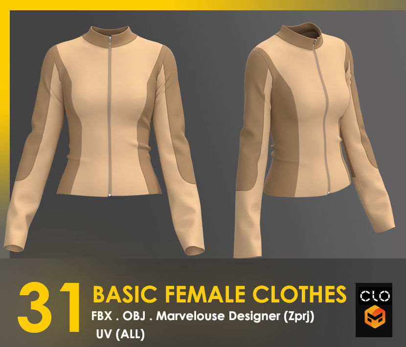 31 Basic Female Clothes 3D model_3