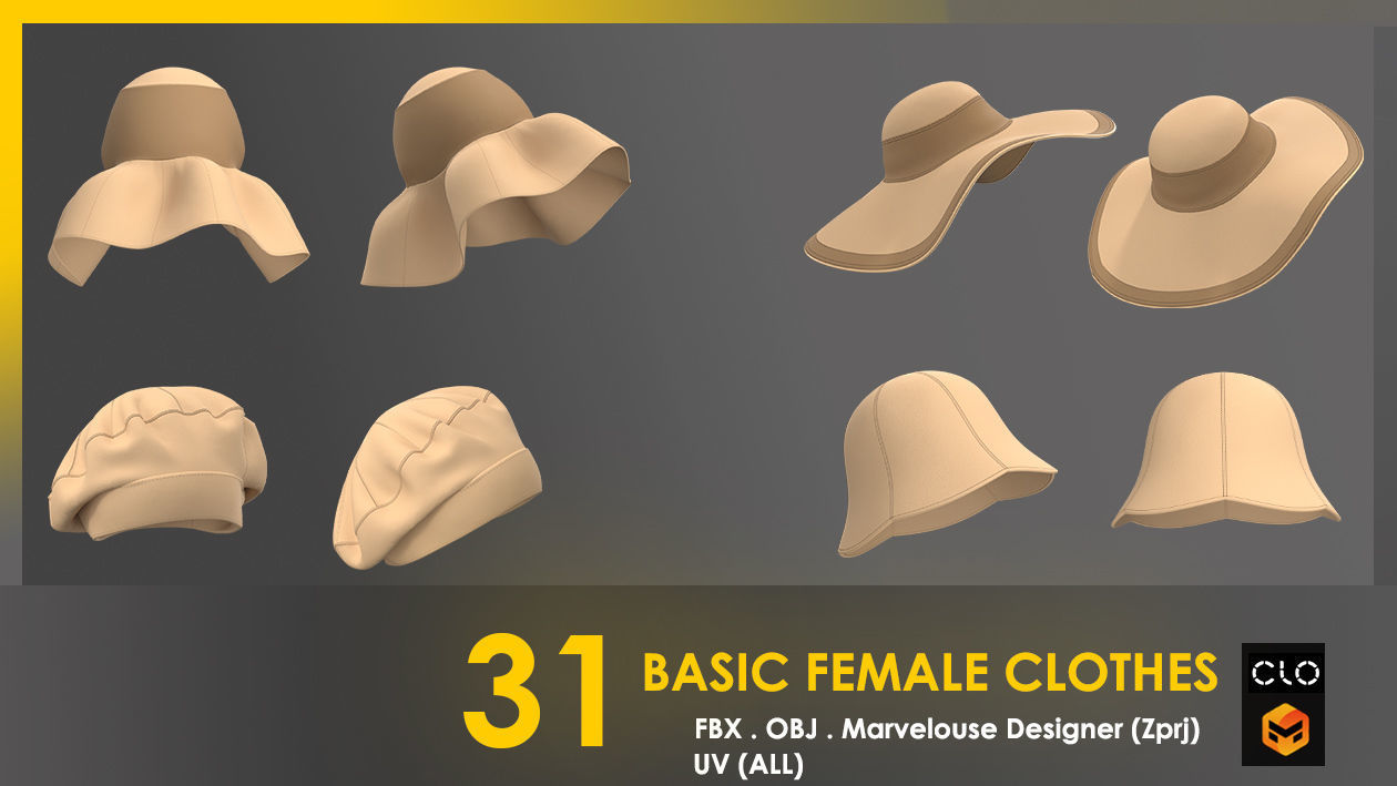 31 Basic Female Clothes 3D model_23