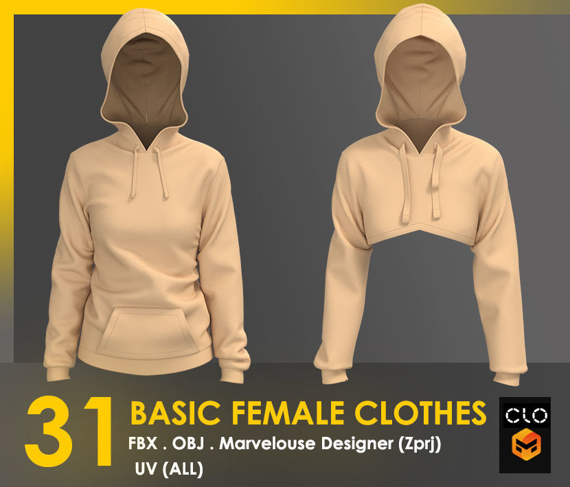 31 Basic Female Clothes 3D model_5