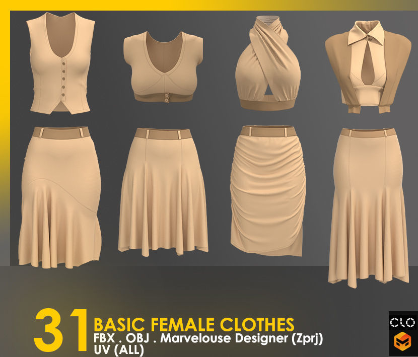 31 Basic Female Clothes 3D model_35