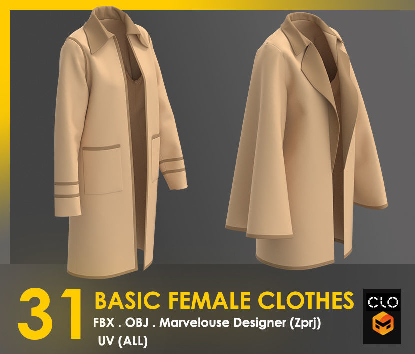 31 Basic Female Clothes 3D model_4