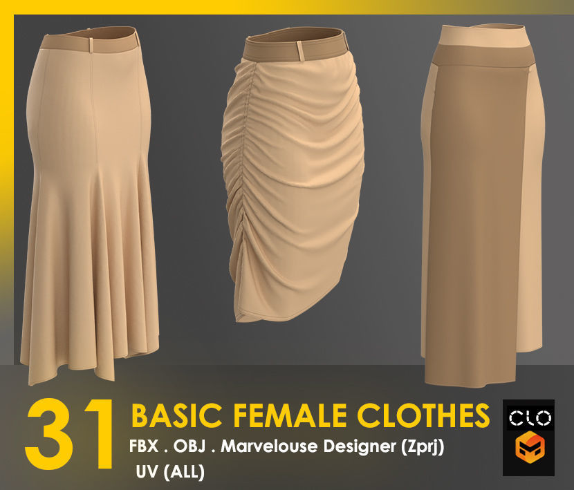 31 Basic Female Clothes 3D model_12