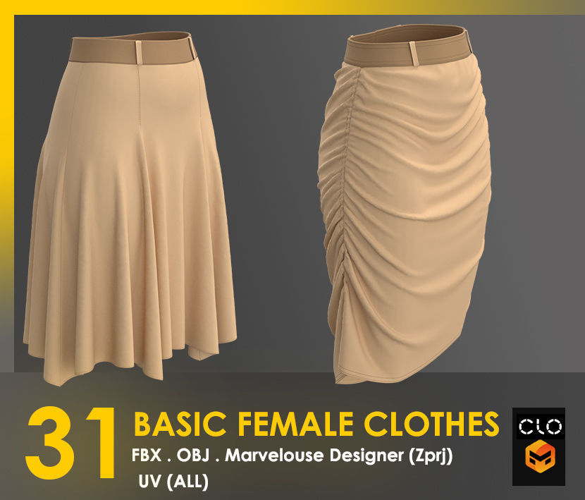 31 Basic Female Clothes 3D model_8