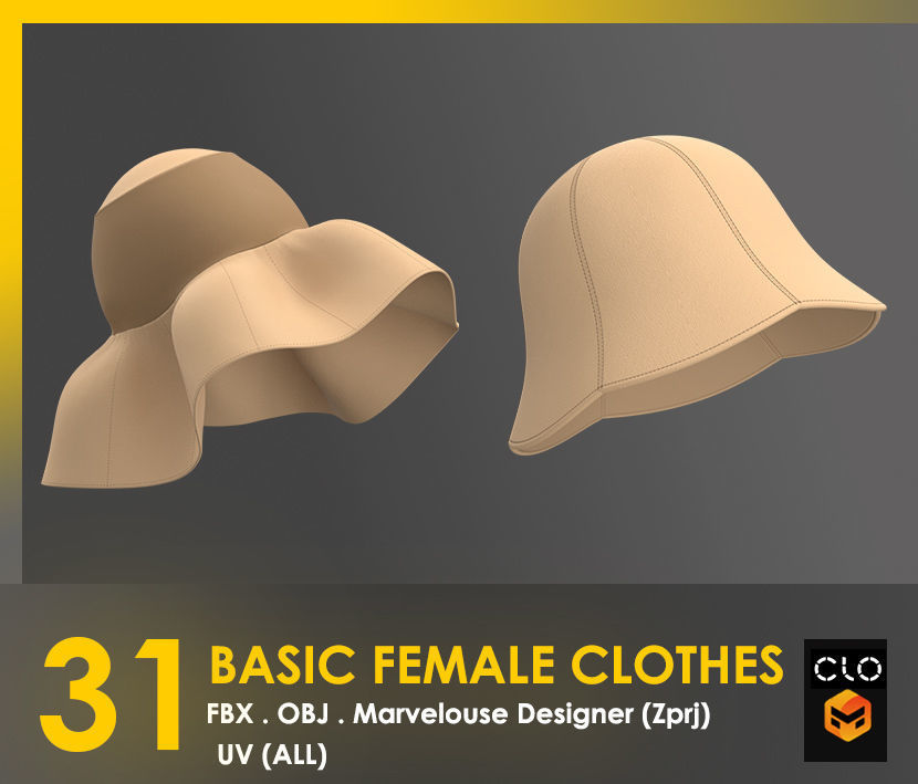 31 Basic Female Clothes 3D model_11