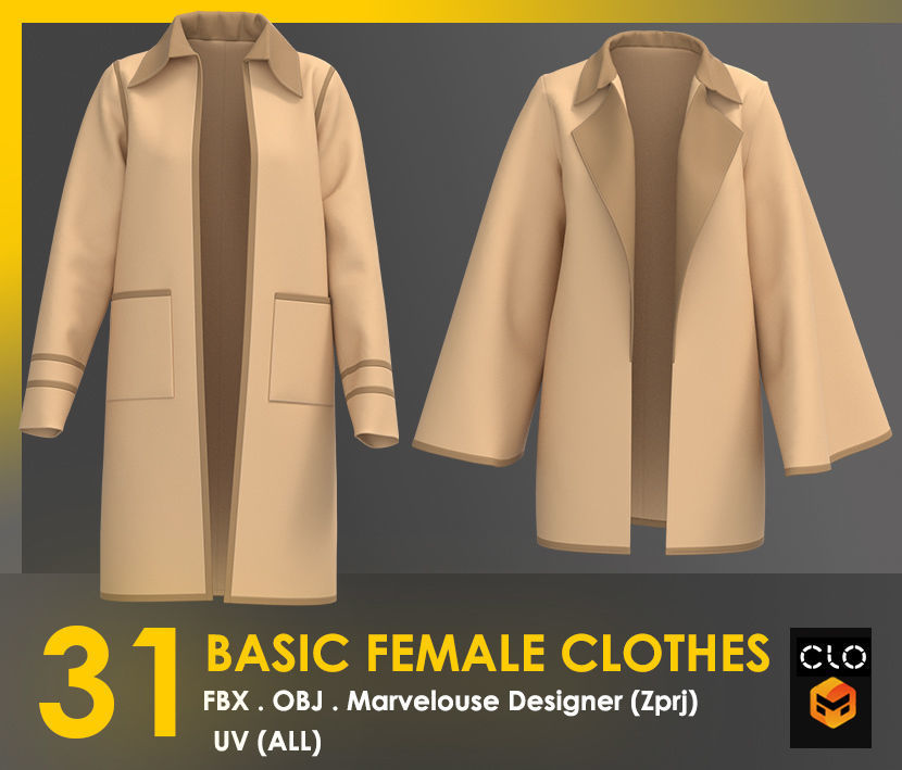 31 Basic Female Clothes 3D model_13