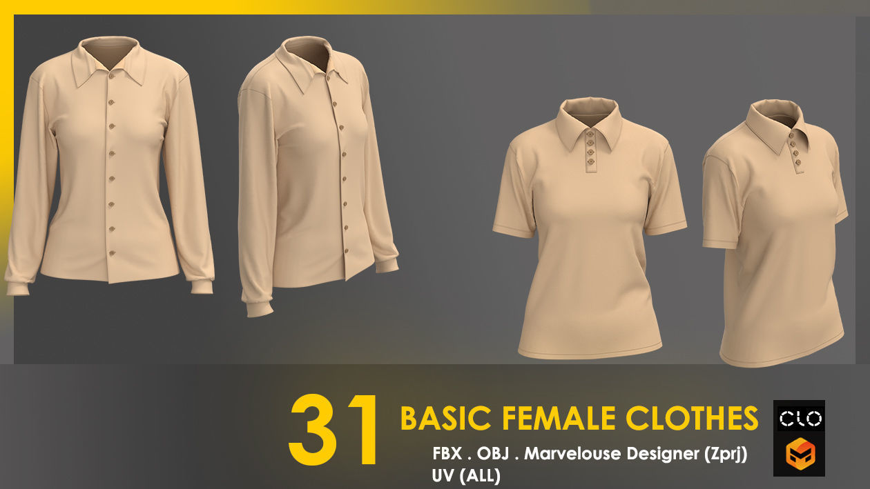 31 Basic Female Clothes 3D model_25
