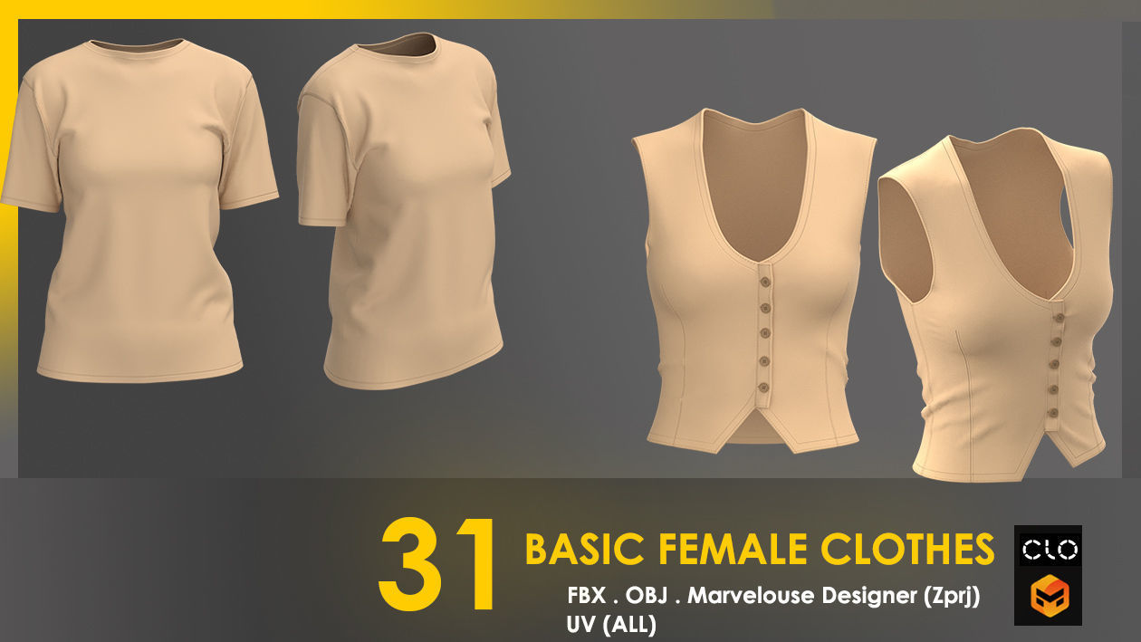 31 Basic Female Clothes 3D model_26