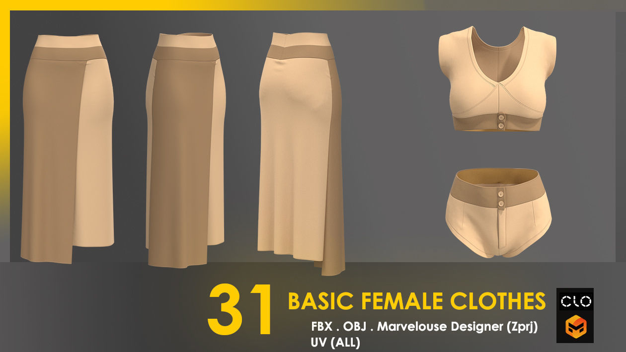 31 Basic Female Clothes 3D model_19