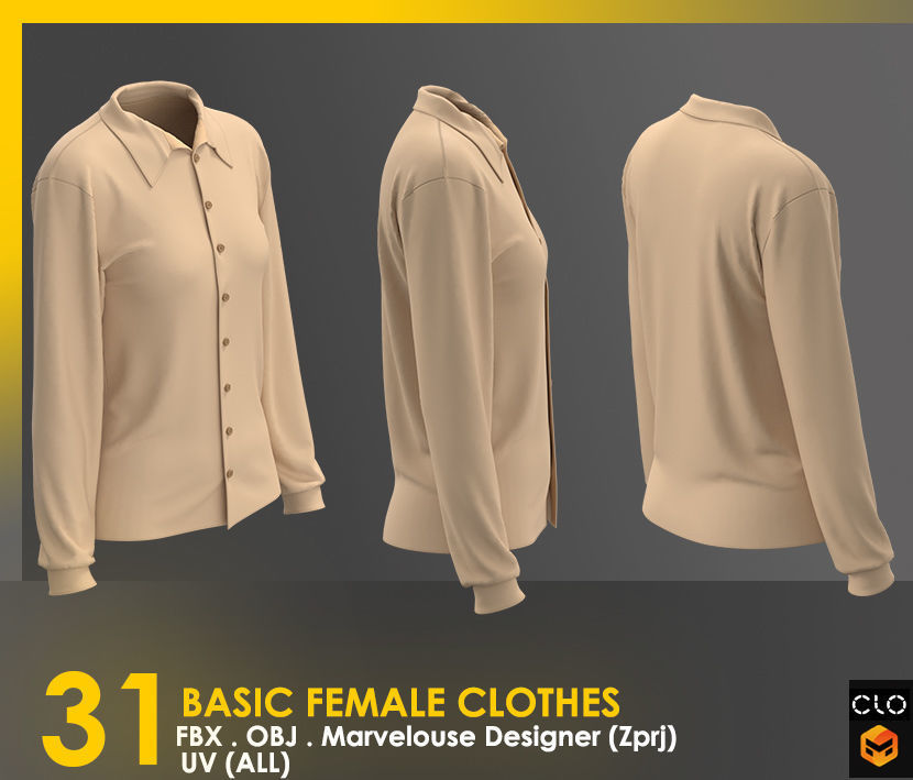 31 Basic Female Clothes 3D model_29
