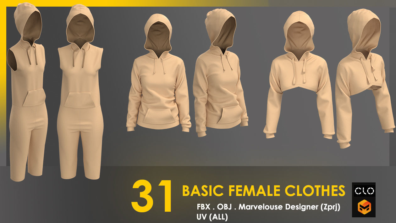 31 Basic Female Clothes 3D model_15