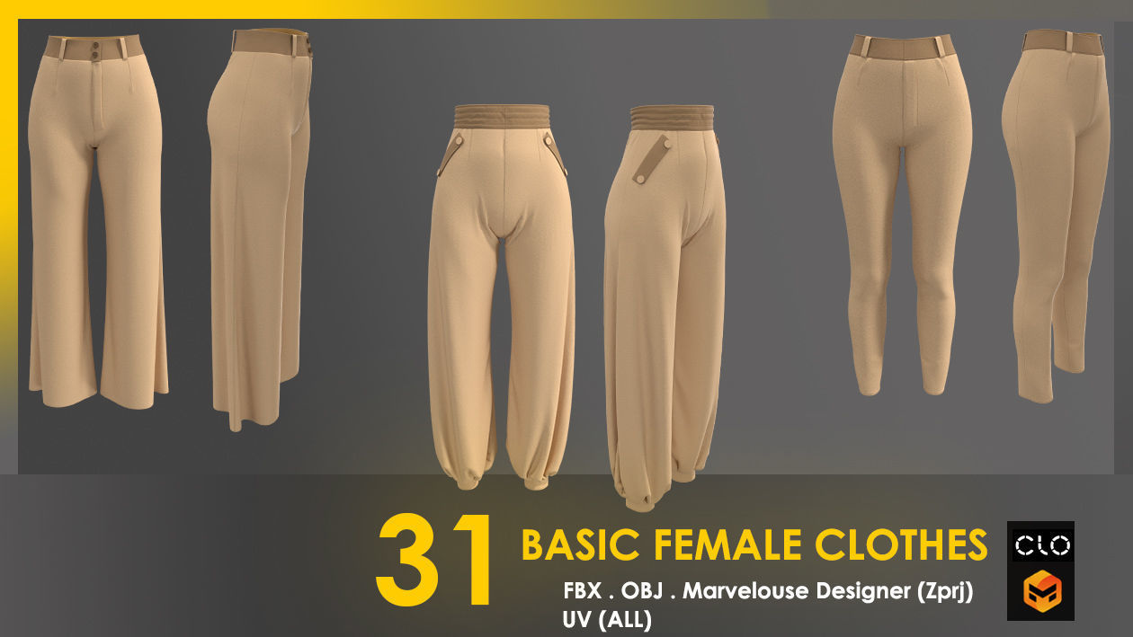 31 Basic Female Clothes 3D model_20