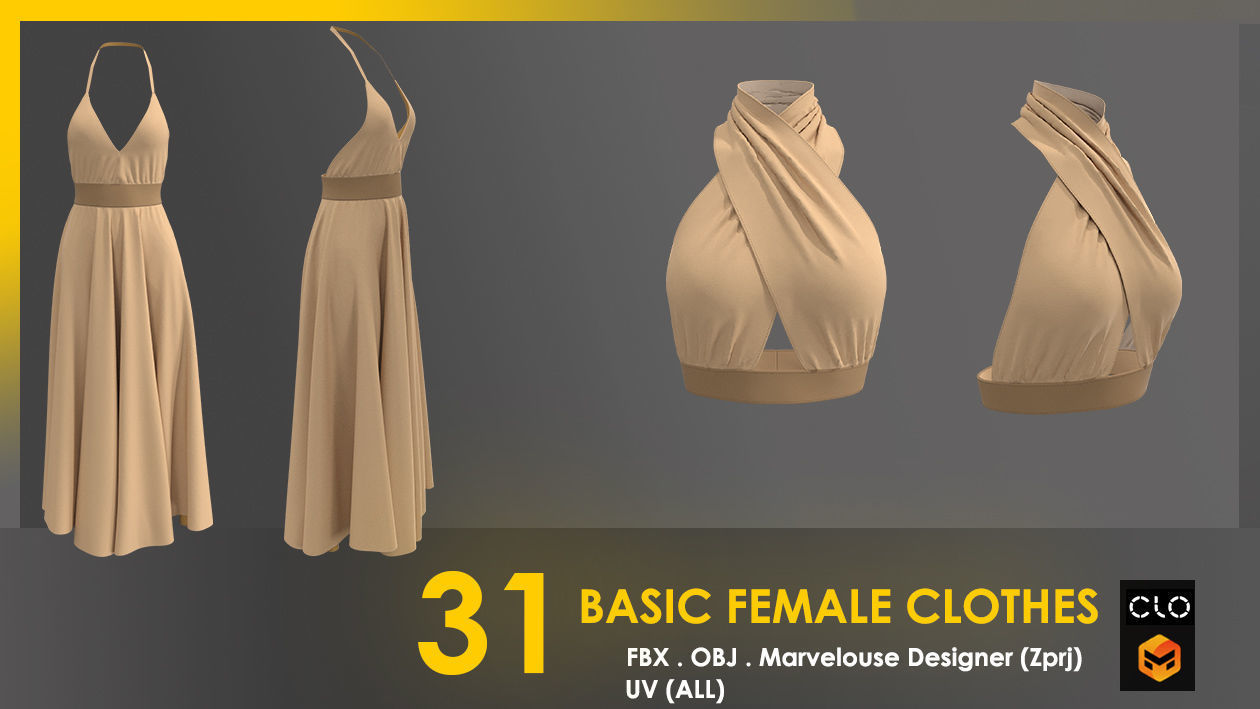 31 Basic Female Clothes 3D model_17