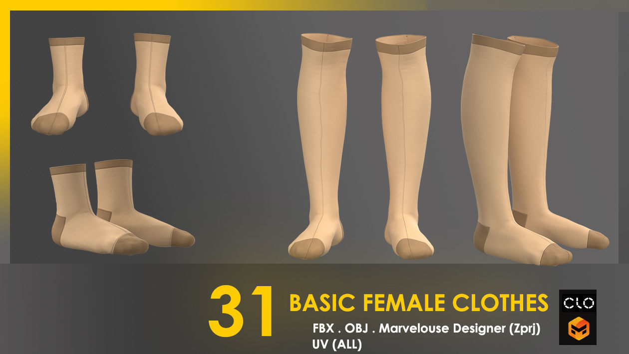 31 Basic Female Clothes 3D model_16