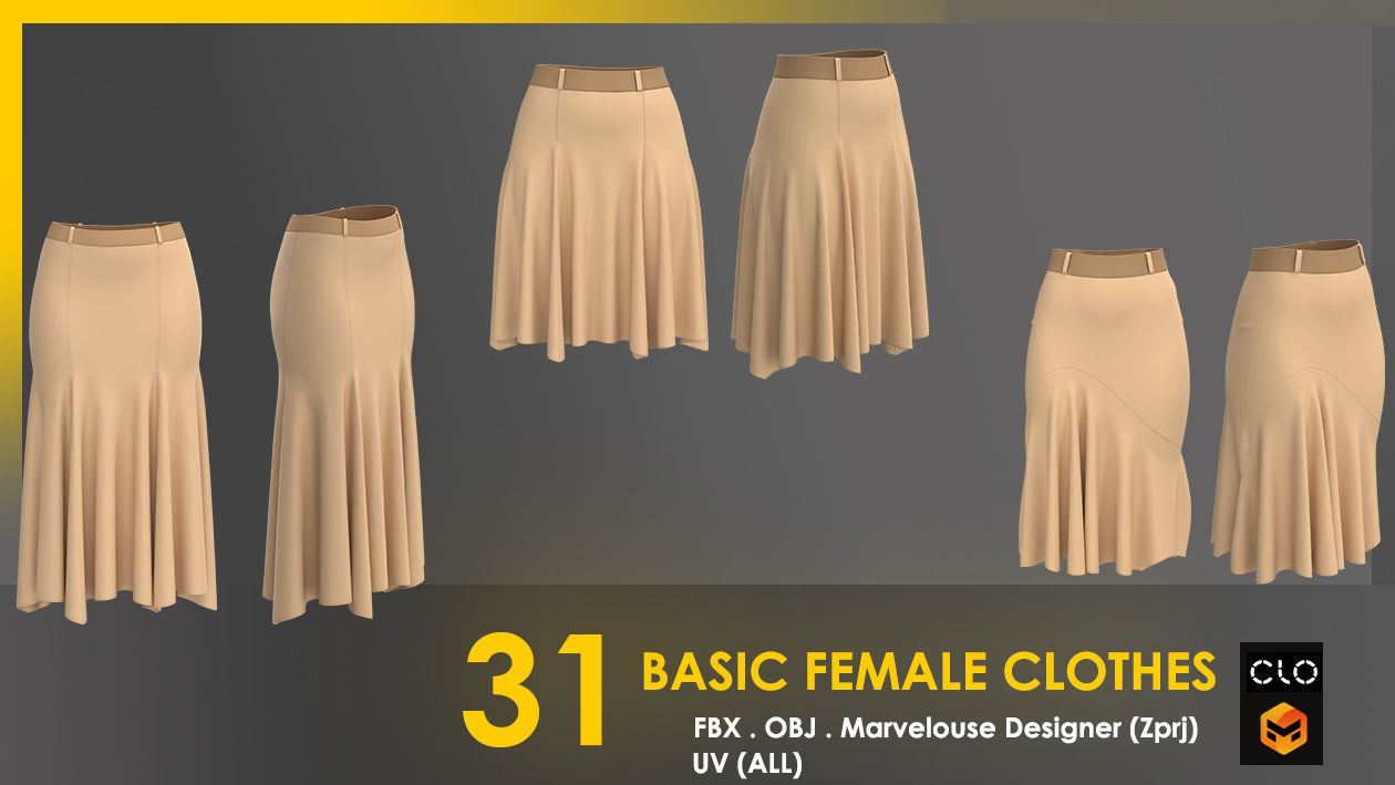 31 Basic Female Clothes 3D model_14