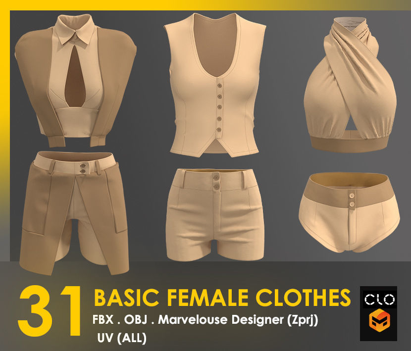 31 Basic Female Clothes 3D model_6