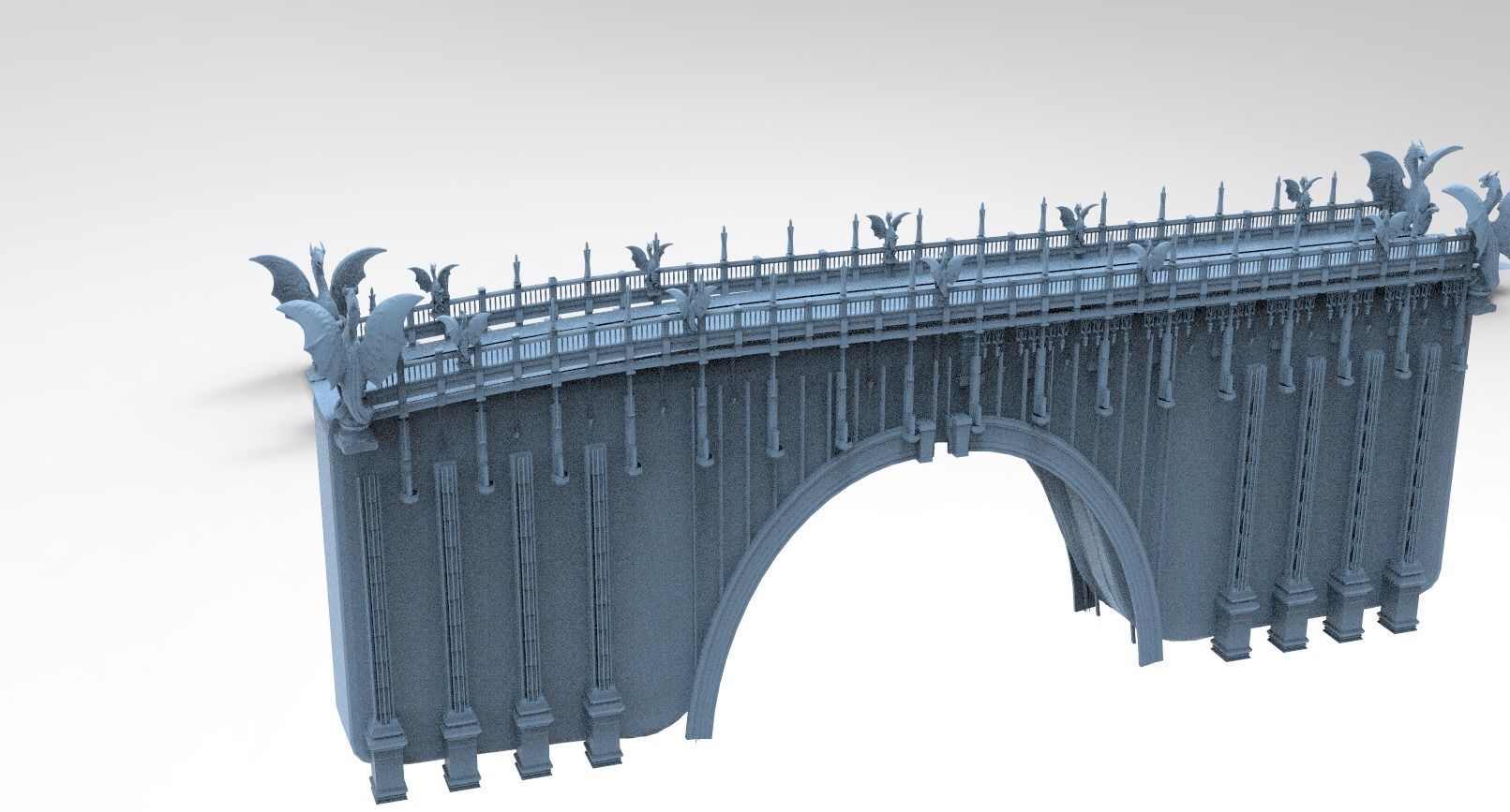 Bloodborne Inspired Dragon Bridge Tall  3D model_1