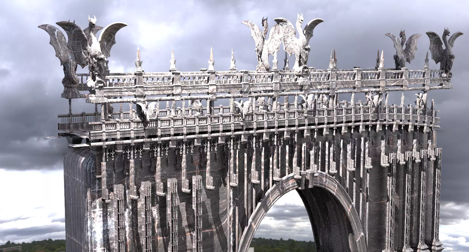 Dark Dragon Bridge Bloodborne inspired walkways 3D model_0