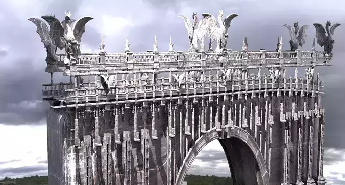 Dark Dragon Bridge Bloodborne inspired walkways 3D model
