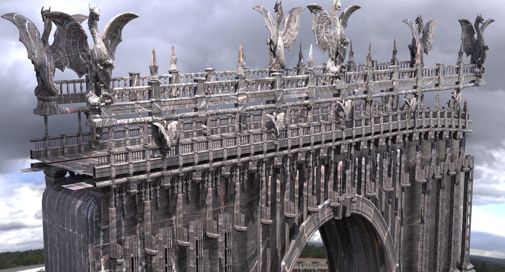 Dark Dragon Bridge Bloodborne inspired walkways 3D model_2