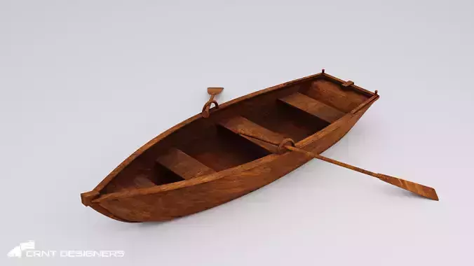 Wooden Boat Low Poly PBR 3D Model
